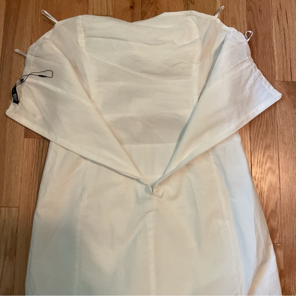 New - Zara white poplin dress embroidered ruffles dainty summer strapless - Picture 15 of 16